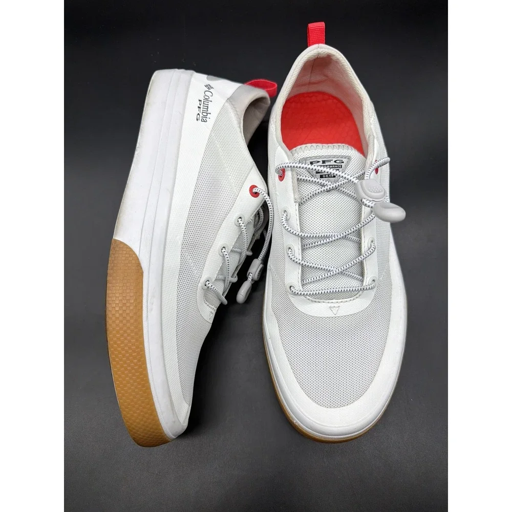 Columbia PFG Tamiami Women 9.5 Wide White Red Fishing‎ Boat Shoes BK1617-100